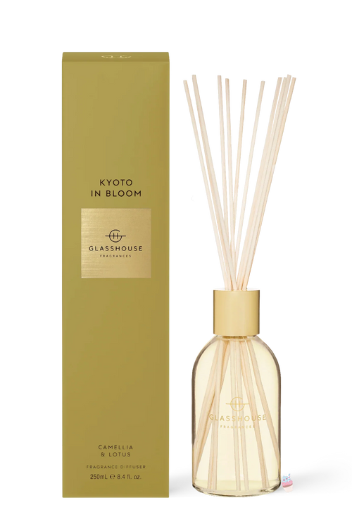Glasshouse Kyoto in Bloom diffuser with packaging on a white background