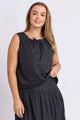 Winslet Black Collar Tie Sleeveless Top