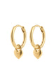 Alaia Heart Charm Gold Recycled Hoop Earrings