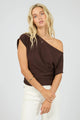 Orla Brown Off Shoulder Knit Top
