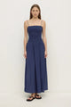 Connie Imperial Blue Strappy Cotton Shirred Dress