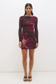 Lima Cherry Floral LS Mesh Mini Dress
