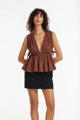 Silent Kiss Chocolate Stripe V Neck Sleeveless Top