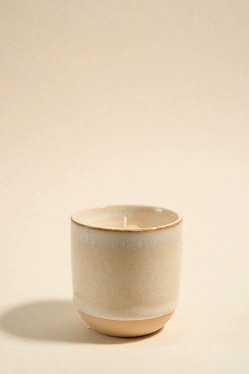 white glazed candle