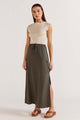 Kendi Khaki Cargo Midi Skirt