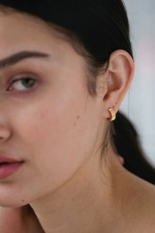 Lines Gold Hoop Earrings ACC Jewellery Sophie   