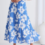 Haven Hibiscus Linen Floaty Bias Cut Maxi Skirt