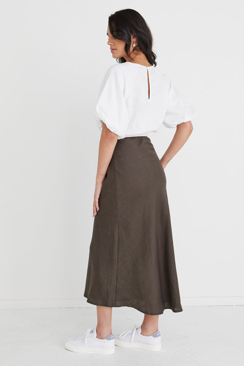 Matty White Linen Puff Sleeve Crop Top WW Top RE:Union   