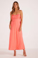 Lila Bright Pink Ruched Slip Midi Dress