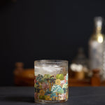 old fashioned print glass tumbler