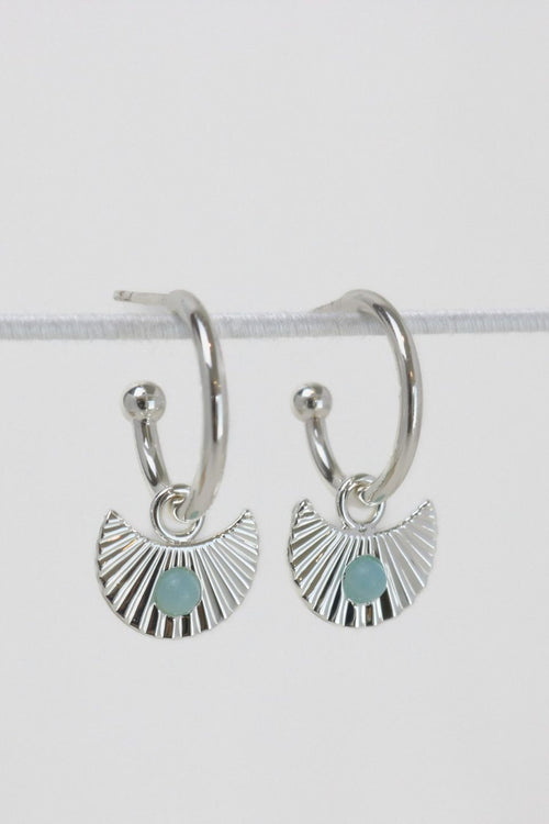 Moon Gazer Sterling Silver Plate with Mint Green Stone Hoop Earring ACC Jewellery Love Lunamei   