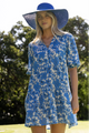Fleur Blue Stone Mid Sleeve Smock Dress