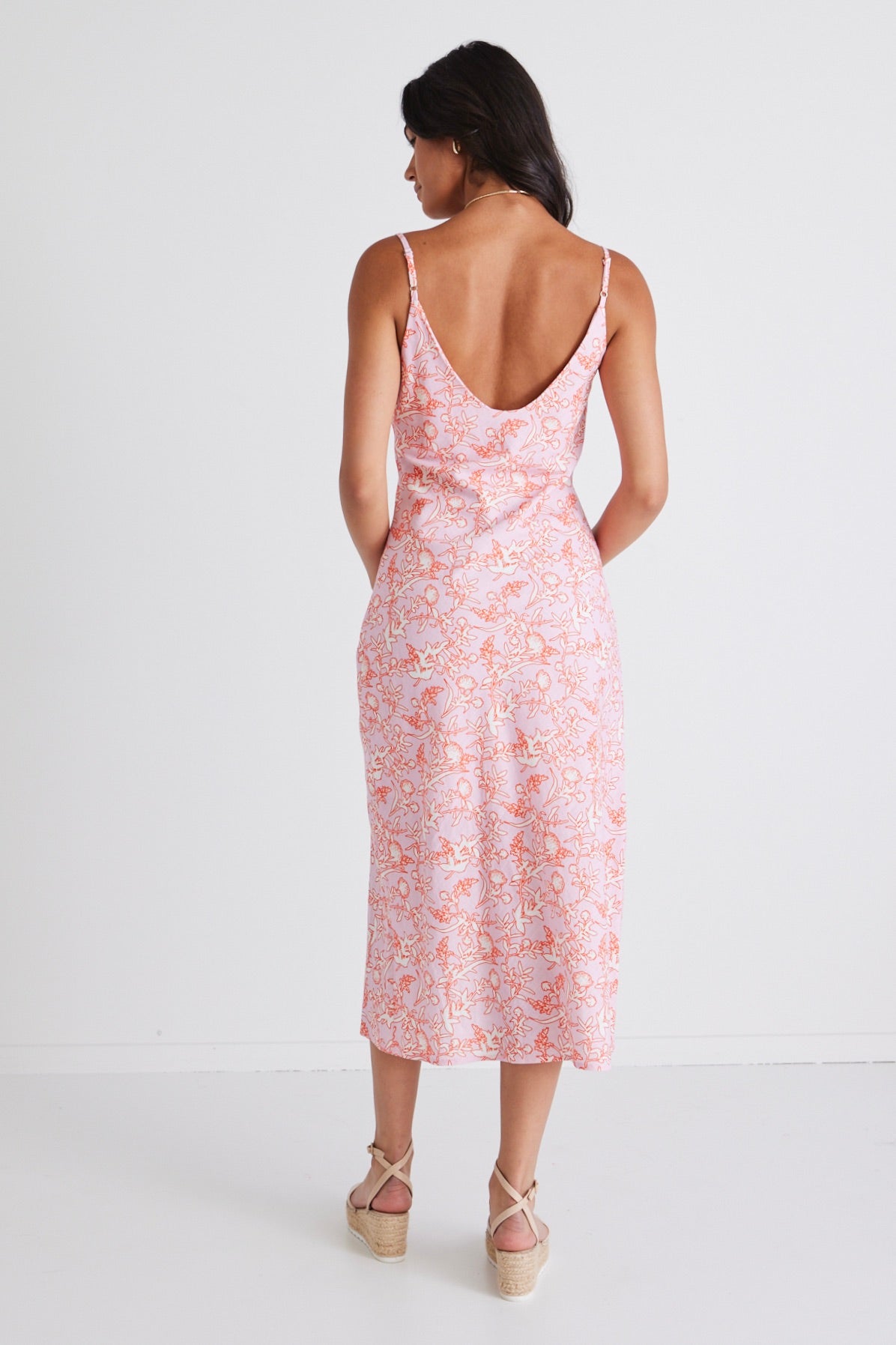 Shop Otherworldly Pink Silhouette Bias Slip Midi Dress | Flo & Frankie