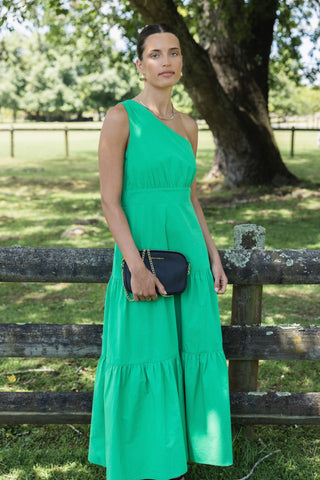 Parade Green One Shoulder Tiered Dress