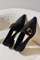 Poppy Black Leather Gold Buckle Loafer