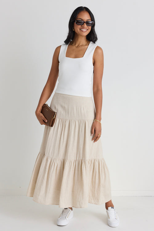 Linen skirt beige best sale