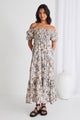 Raven Vintage Floral Puff Sleeve Tiered Maxi Dress