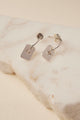 Rectangle Signet Hoop Silver Earrings