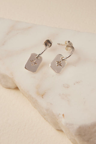 Rectangle Signet Hoop Silver Earrings ACC Jewellery Georgia Mae   