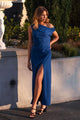 Riches Cobalt Blue Off Shoulder Midi Dress