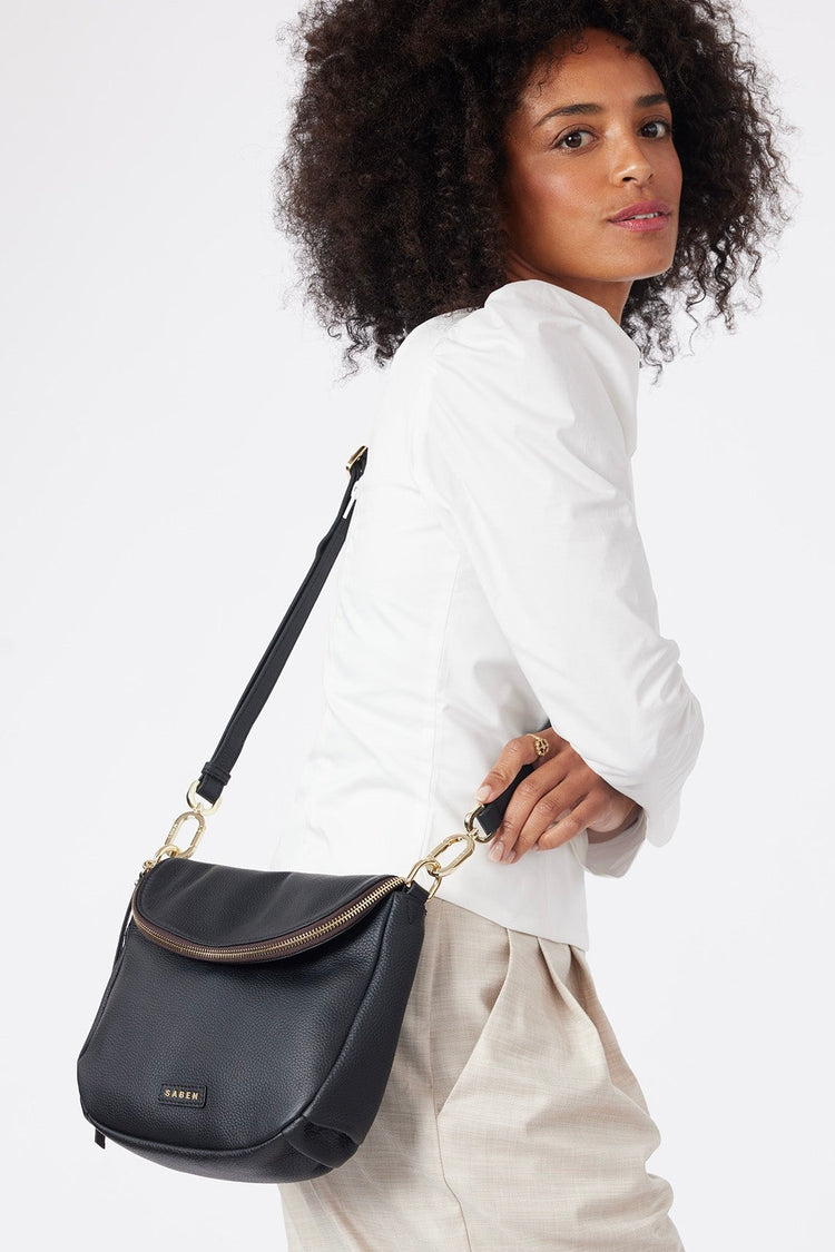 Shop Black Leather Shoulder Bag Online | Flo & Frankie