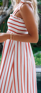 Santos Pink Stripe Shirred Midi Dress