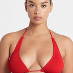 Sofie Red Eco Triangle Bikini Top OS WW Swim Bond Eye   