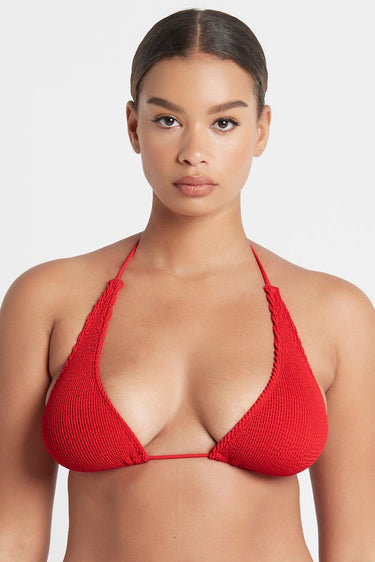 Sofie Red Eco Triangle Bikini Top OS WW Swim Bond Eye   