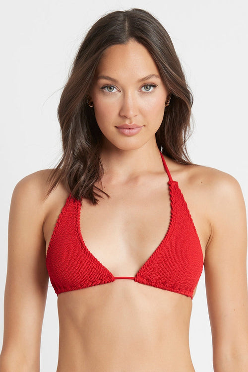 Sofie Red Eco Triangle Bikini Top OS WW Swim Bond Eye   