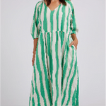 Spritz Green White Stripe Midi Dress