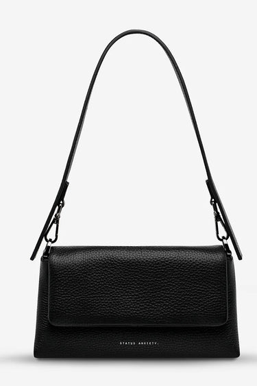 Zenith Black Leather Dual Strap Shoulder Bag