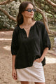 Revolution Black Linen Relaxed SS Top