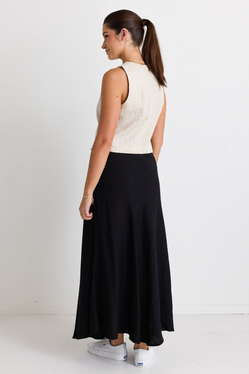 Shop Black Linen Maxi Skirt Online Flo Frankie