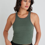 Wanted Khaki High Neck Tank WW Top Love Lulu   