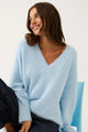 Emmie Ice Blue V Neck Knit Sweater