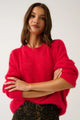 Ayla Scarlet Red Crew Knit Sweater