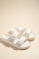 Cool White Slippers with Double Buckle