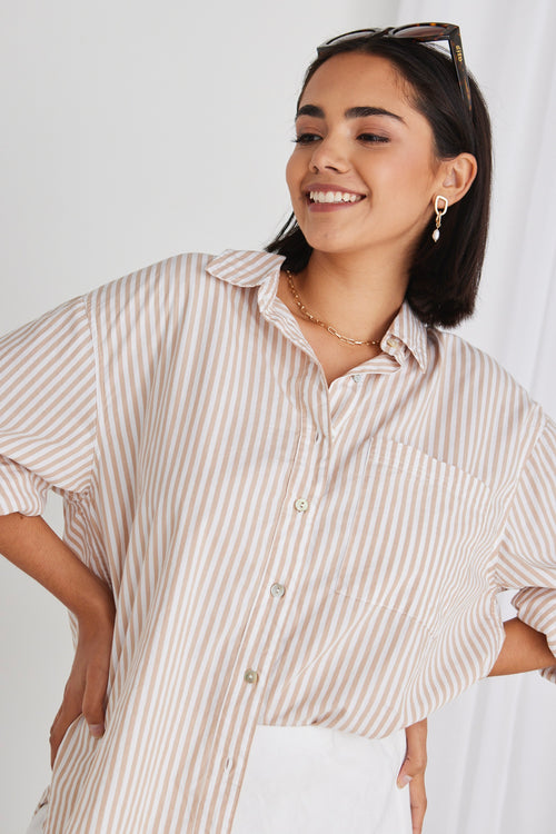 Poplin Oversized Button Up Shirt in White