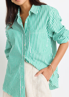 You Got This Green Stripe Poplin Oversized Shirt