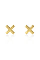 Cross 14k Gold Plate Stud Earrings