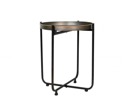 Round Metal Black Tray Table Med 427x550mm HW Furniture, Lamps + Lighting Kerridge   