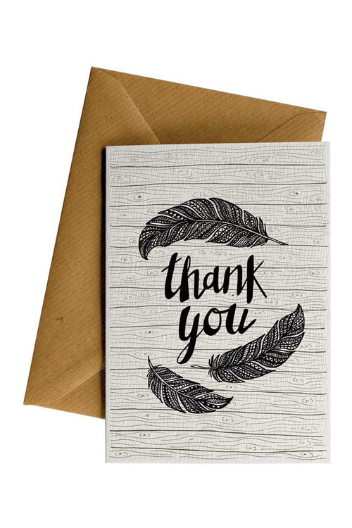 Thank You Feathers Greeting Card HW Greeting Cards Little Difference   