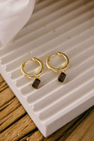 Cyprus Black Garnet Gold Huggie Earring EOL ACC Jewellery Silver Linings   