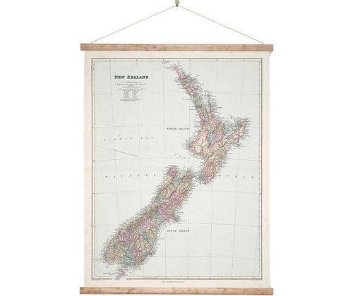 Map of New Zealand Wall Chart Medium 600mm Wide HW Art - Wall Decor, Clock, Wall Mirror 100% NZ   