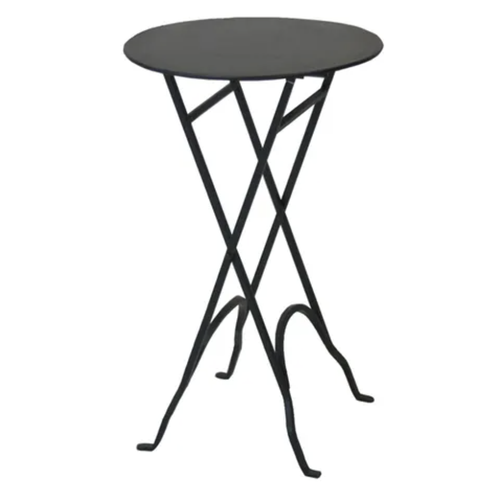 Round Narrow Black Side Table with X Legs Black 57cmHx35cmDia HW Furniture - Chair, Table, Floor Mirror, Shelf French Country   