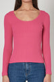 Classic Hot Pink LS Rib Sweater