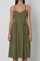 Eve Linen Olive Midi Dress
