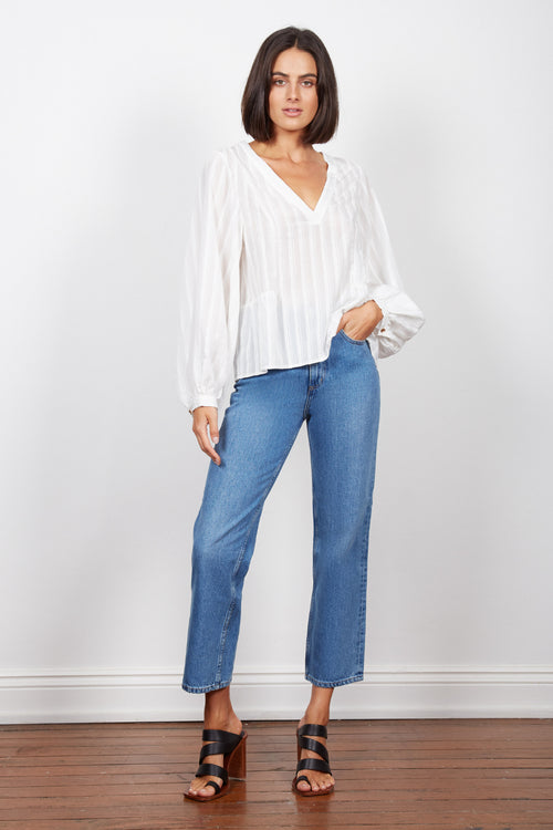 Missy V Neck Puff Sleeve White Blouse WW Top Wish   