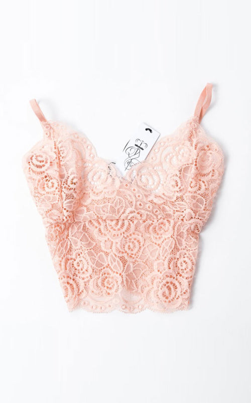 Strappy Apricot Lace Bralette ACC Intimates Queen of the Foxes   