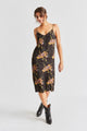 Heidi Black Moss Print Midi Bias Dress